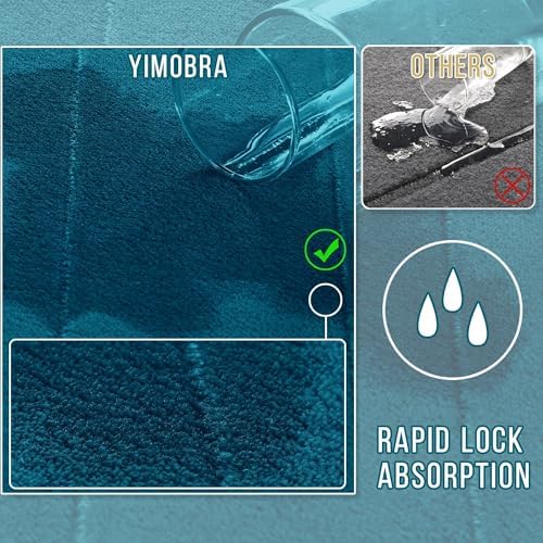 Yimobra Memory Foam Bath Mat, Super Soft Absorbent Bathroom Rug Non Slip 31.5x20 Inch, Quick Dry, Machine Washable Floor Carpet for Tub Shower, Home Decor Accessories, Peacock Blue