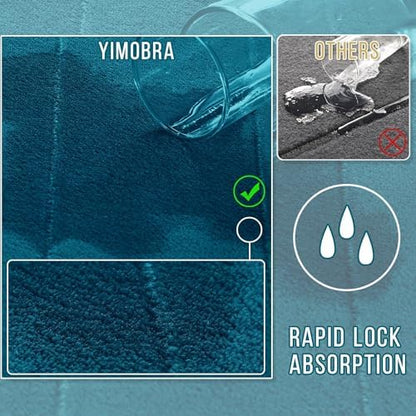 Yimobra Memory Foam Bath Mat, Super Soft Absorbent Bathroom Rug Non Slip 31.5x20 Inch, Quick Dry, Machine Washable Floor Carpet for Tub Shower, Home Decor Accessories, Peacock Blue