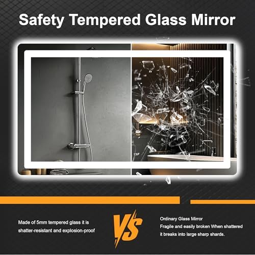 LED Bathroom Mirror with Lights, 24 x 40 Lighted Vanity Wall Mirror