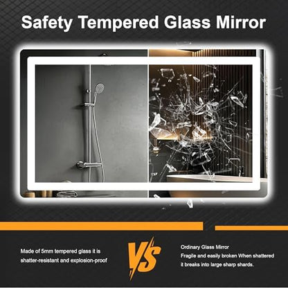 LED Bathroom Mirror with Lights, 24 x 40 Lighted Vanity Wall Mirror