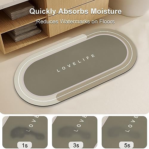 Rubber Bath mats Quick-Drying Non-Slip Bathroom mat Super Absorbent Bath mat Instant Dry Bath mat, Bathroom Rug in Front of The Kitchen Sink, Shower Room, Bathtub, Oval(2pcs Dark grey+16.9x26.7in)