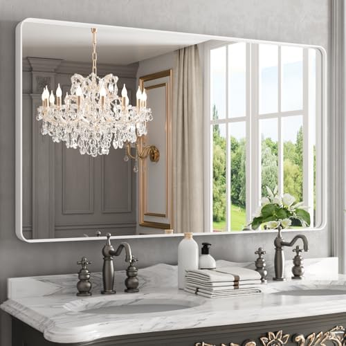 WEER White Bathroom Vanity Mirror 50x30 Inch