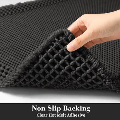 RESARE Waffle Bath Mat for Bathroom, Non Slip Bathroom Rugs 18"x30" Black