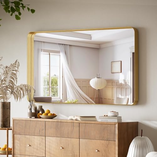VooBang Bathroom Mirror 30"x48", Gold Gorgeous Deep Frame Wall Mirror
