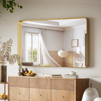 VooBang Bathroom Mirror 30"x48", Gold Gorgeous Deep Frame Wall Mirror
