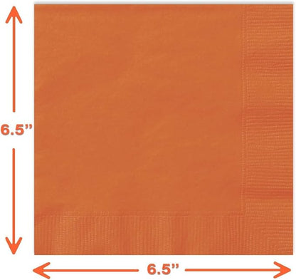 Heavy Duty Orange Party Bundle Paper 9" Dinner plate, 7" Dessert Plates And Napkins, 56 Piece Disposable Paper Party Plate Set