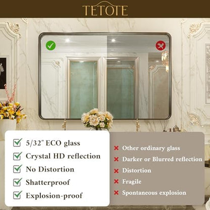 TETOTE Black Framed Mirrors for Bathroom, 2 Inch Thick Frame 22 x 30 Inch Brushed Metal Frame Wall Mounted Rectangle Mirror for Vanity(Horizontal/Vertical)