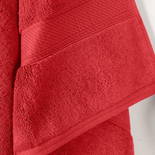 SUPERIOR Egyptian Cotton Plush & Absorbent, Bath Towel Set of 2, Red