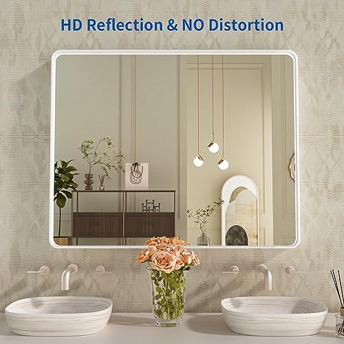 WEER White Bathroom Vanity Mirror 40x32 Inch