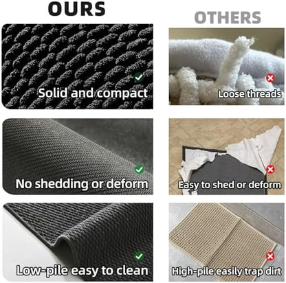 TYUU Black Bathroom Rugs Non Slip Washable, Super Absorbent Thin Bath Mat Quick Dry Low Pile Bathroom Rug, Black 20''x30''