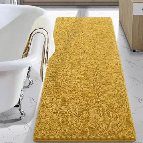 LOCHAS Luxury Bathroom Rug Shaggy Bath Mat 24 x 70 Inch, Yellow