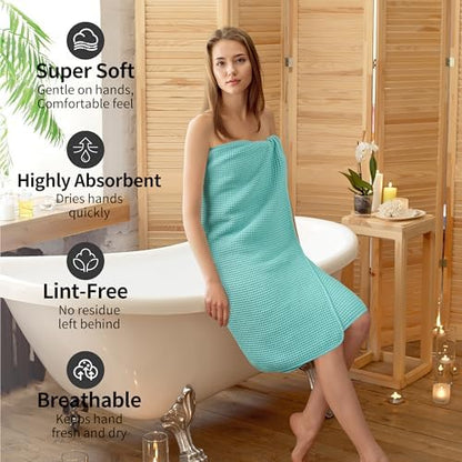MICROFI Microfiber Waffle Bath Towels, 4 Pieces, Soft, Absorbent, Fast Drying, Lint Free 430 GSM (27''x55''/68.58 cm x139.7 cm)