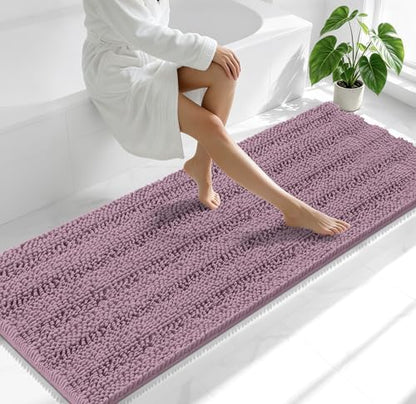 Smiry Thick Chenille Bathroom Runner Rugs 70x24, Soft Bath Mat, Deep Plum