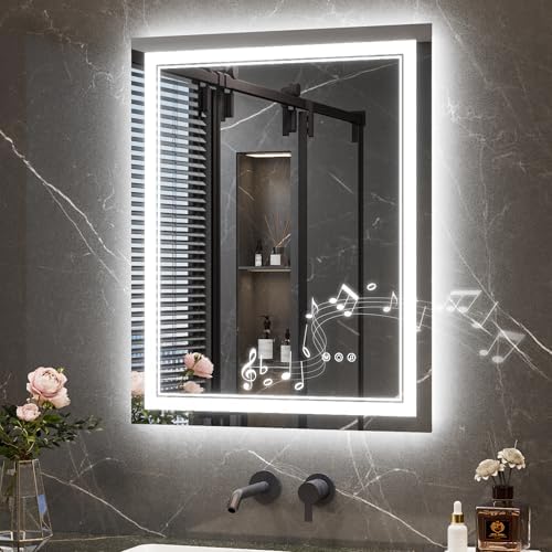 Keonjinn 24" x 30" LED Bathroom Mirror with Lights, Frontlit & Backlit