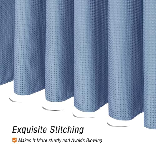 Gibelle Moonlight Blue Cloth-Textured Shower Curtain, Hotel Style, 72 X 72
