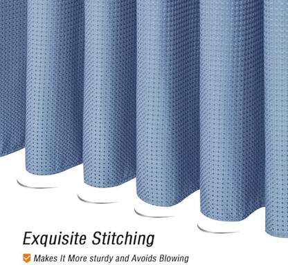 Gibelle Moonlight Blue Cloth-Textured Shower Curtain, Hotel Style, 72 X 72