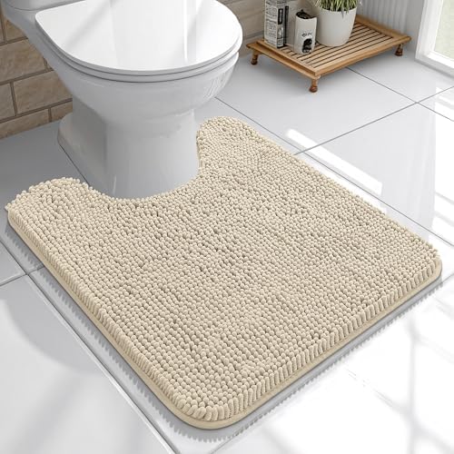 OLANLY Toilet Rugs U-Shaped 20x20, Soft Absorbent Chenille Contour Rugs