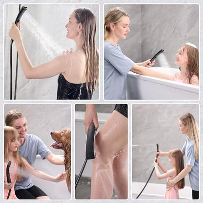 BRIGHT SHOWERS High Pressure Dual Shower Head Combo, Oil Rubbed Bronze Rainfall Showerhead with Detachable Handheld, 60" Stainless Steel Hose, Four Spray Settings