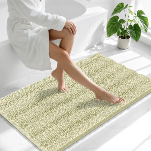 Smiry Thick Chenille Bathroom Runner Rugs 44x24, Soft Bath Mat, Vanilla