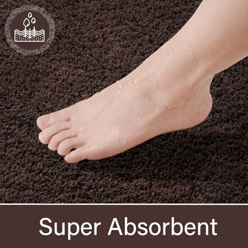 LOCHAS Bathroom Rug Runner 24x70 Inch, Bath Rugs Non Slip, Brown
