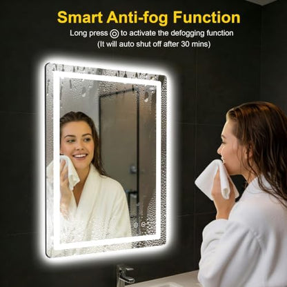 LED Bathroom Mirror with Lights, 24"x32" Lighted Vanity Mirror for Wall