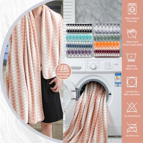 8 Piece Bathroom Towel Set |2 Oversized Bath Towels,2 Hand Towels,4 Washcloths| 600GSM Soft Hotel Towel Set Extra Large Bath Sheet for Bathroom,Highly Absorbent Quick Dry Bath Towel Collections,Peach