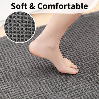 Long Bath Mat, Waffle Bathroom Runner Rug Non Slip Washable, 24 x 72