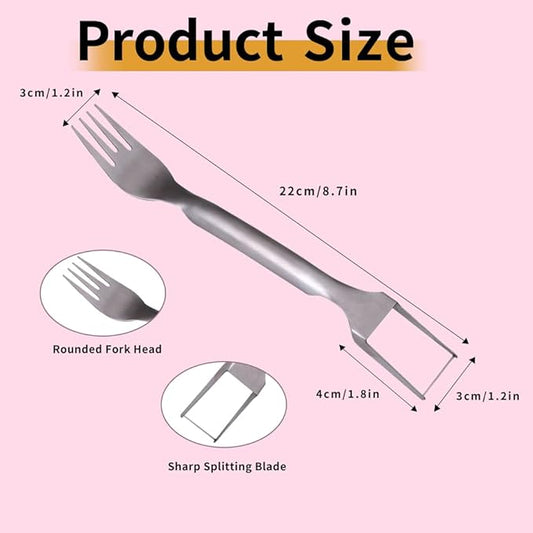 Watermelon Fork Slicer Cutter, Stainless Steel 2-in-1, Portable Watermelon Fork Watermelon Cutter Slicer Tool Fruit Forks Slicer for Home Party Camping Kitchen Gadget
