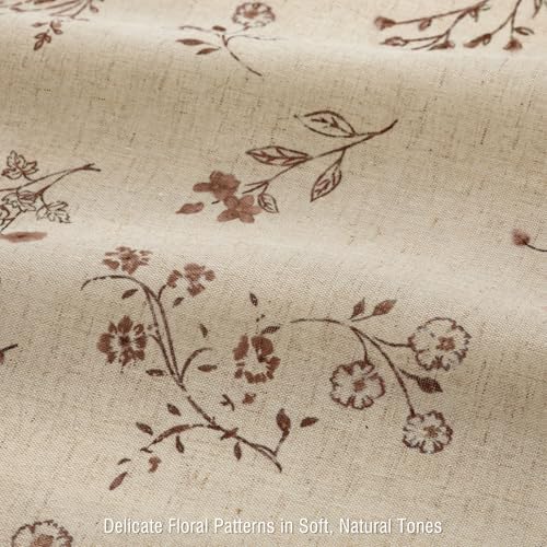 Brown Floral Farmhouse Vintage Linen Shower Curtain French Country 72Wx72H