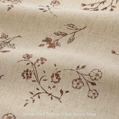 Brown Floral Farmhouse Vintage Linen Shower Curtain French Country 72Wx72H