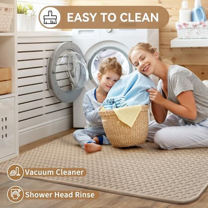 YDKGL Bathroom Rugs Non Slip, Foam Weave Texture Bath Mat, Brown 20x31