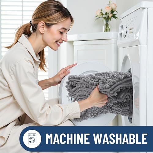 Smiry Bathroom Rugs 35X24, Extra Soft Rubber Backing Chenille Bath Mats