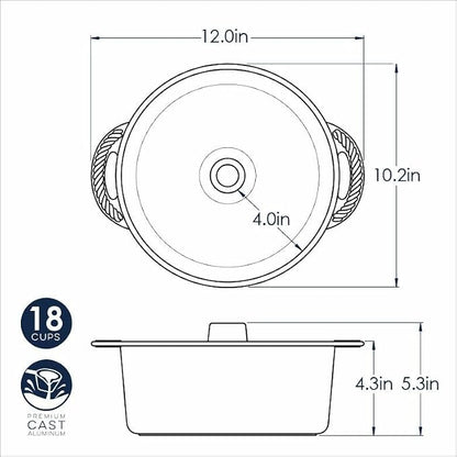 Nordic Ware Classic Cast Pound Cake, Nonstick 10 Inch One Piece Pan - Great for Angel Food, Coffee Cake, 18 Cup - Graphite