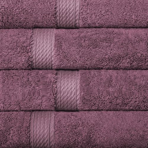 SUPERIOR Egyptian Cotton Plush & Absorbent, Hand Towel Set of 4, Plum