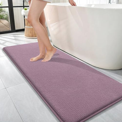 OLANLY Memory Foam Bathroom Runner Rug 47x17, Absorbent Long Mat, Deep Plum