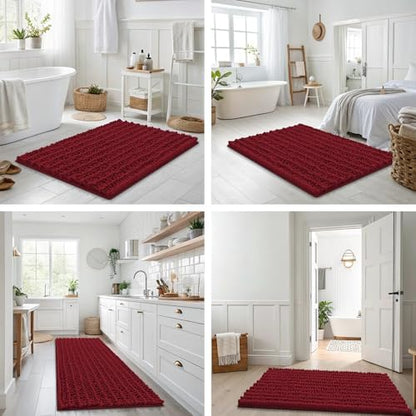 Smiry Bathroom Rugs 44X24, Extra Soft Rubber Backing Chenille Bath Mats