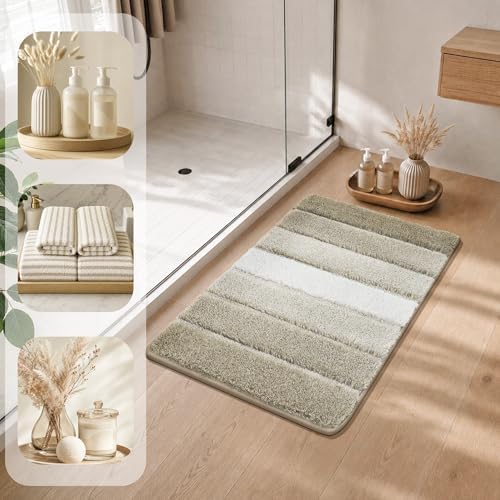 COSY HOMEER Bathroom Rugs 30x20,Ultra Soft Absorbent Bath Mat,Beige