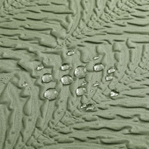 Gibelle 72x78 Long Shower Curtain, Ombre Sage Green 3D Embossed Half Bath Curtain
