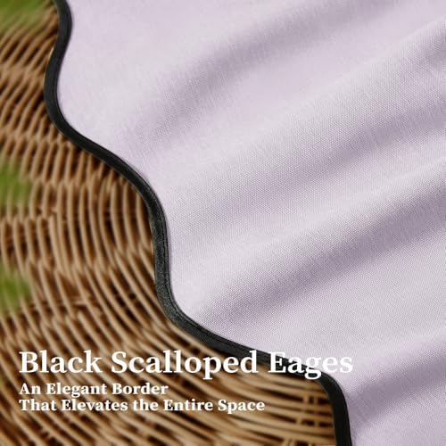 BTTN 72x78 Boho Scalloped Linen Textured Cloth Shower Curtain Set, Lavender