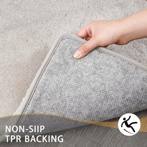 MINIDEAR Bathroom Rugs 60x24 Tan - Thick Memory Foam Bath Mat, Ultra Soft & Plush Fluffy, Non-Slip, Quick Dry, Absorbent Washable Floor Microfiber Mat for Tub, Home Decor Accessories