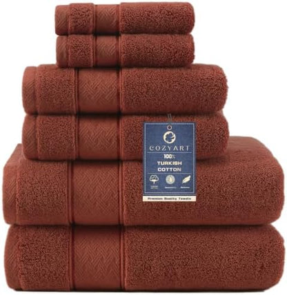 COZYART Bath Towel Set 6 PCS, Luxury 100% Turkish Cotton 650GSM Ultra Soft