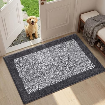 36x24 Bathroom Rugs Non Slip Washable, Soft Absorbent Bath Mat Dark Grey