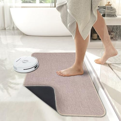 Bath Mat,Ultra Thin Bathroom Rugs,Rubber Bath Mats for Bathroom,No Slip Bath Rugs,Quick Dry,Machine Washable,Low Pile,Absorbent,Shower Outside,Sink,Home Decor Accessories.Beige,1'8"x2'8"(20x32inch)