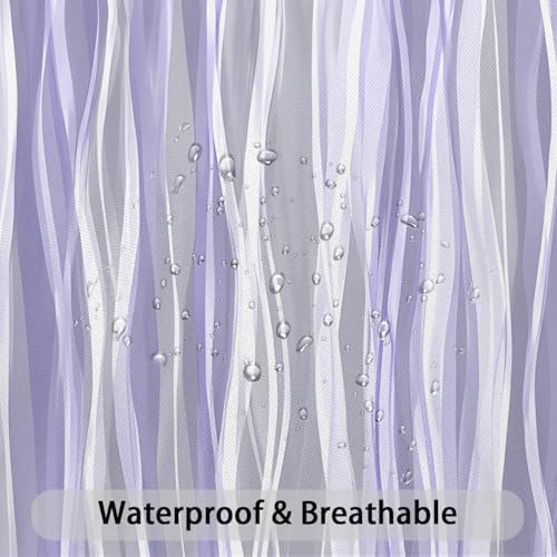 Moonslim Purple Lavender Grey Ombre Shower Curtain, Modern Wavy Abstract Striped Line Bathroom Curtain, Waterproof Fabric Bath Decor, 72 x 72 Inch