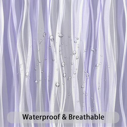 Moonslim Purple Lavender Grey Ombre Shower Curtain, Modern Wavy Abstract Striped Line Bathroom Curtain, Waterproof Fabric Bath Decor, 72 x 72 Inch