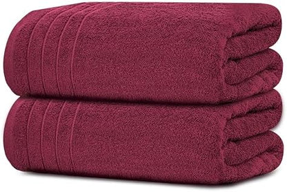 Tens Towels 2 Piece Extra Large Bath Sheets 35 x 70 Inches, Burgundy