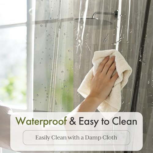 Bathway Shower Curtain Liner, Black Shower Curtain Liner 72x72 PEVA Clear Shower Curtain Liner Plastic with 3 Magnets and 12 Rustproof Metal Grommets, Lightweight Waterproof Shower Liner for Bathroom