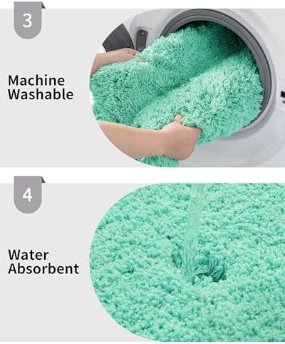 Disolla Mint Green Bathrom Runner Rug 24x59 - Large Soft Plush Bath Mat, Thick Long Non-Slip Shaggy Floor Mat, Ultra-Absorbent for Master Bathroom Bedroom