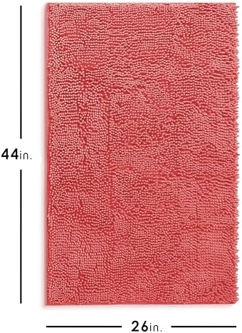 Hearth & Harbor Bathroom Rugs, Chenille Bath Mat - Machine Washable Bath Mats for Bathroom Non-Slip Backing Rubber, Quick Dry Bathroom Mat