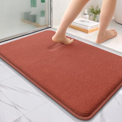 OLANLY Memory Foam Absorbent Bathroom Rugs Mats 36x24, Rustic Terracotta